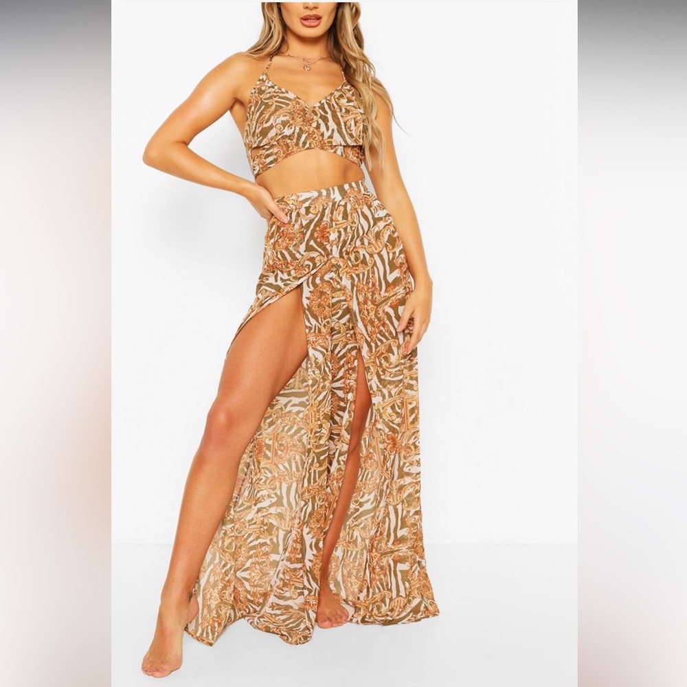 Boohoo scarf print trouser set